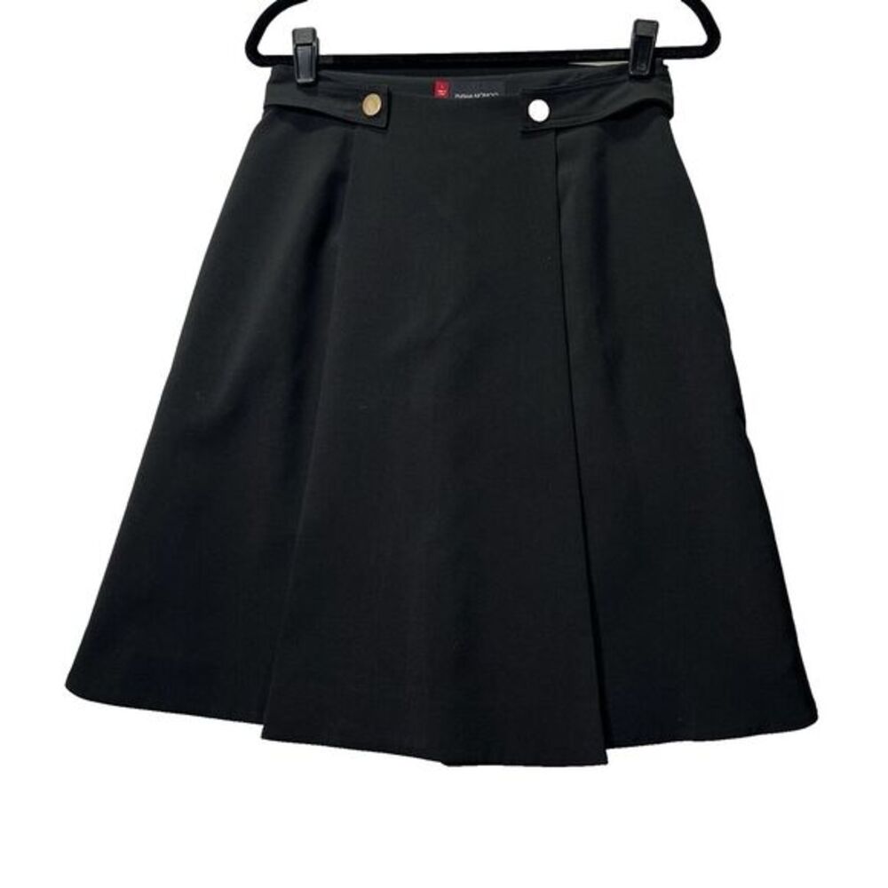 Misha Nonoo Black Midi Skirt L Large Belted Workwear‎ Business Casual Side Zip